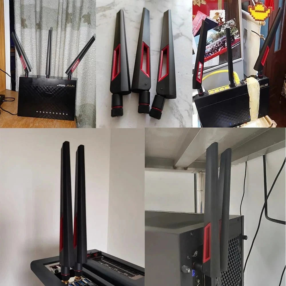 2pcs 12dBi Dual Band WIFI Antenna 2.4G 5.8G RP SMA Male Universal Aerial for ASUS AC68U AC88U Router Wireless Card Amplifier - Eleconic