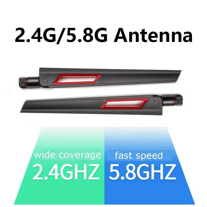2pcs 12dBi Dual Band WIFI Antenna 2.4G 5.8G RP SMA Male Universal Aerial for ASUS AC68U AC88U Router Wireless Card Amplifier - Eleconic