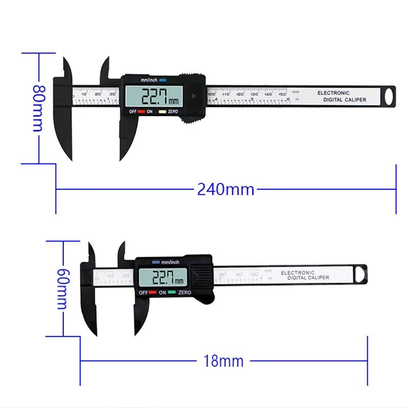 Digital Caliper 6 Inch Electronic Vernier Caliper 100mm Calliper Micrometer Digital Ruler Measuring Tool 150mm 0.1mm - Eleconic