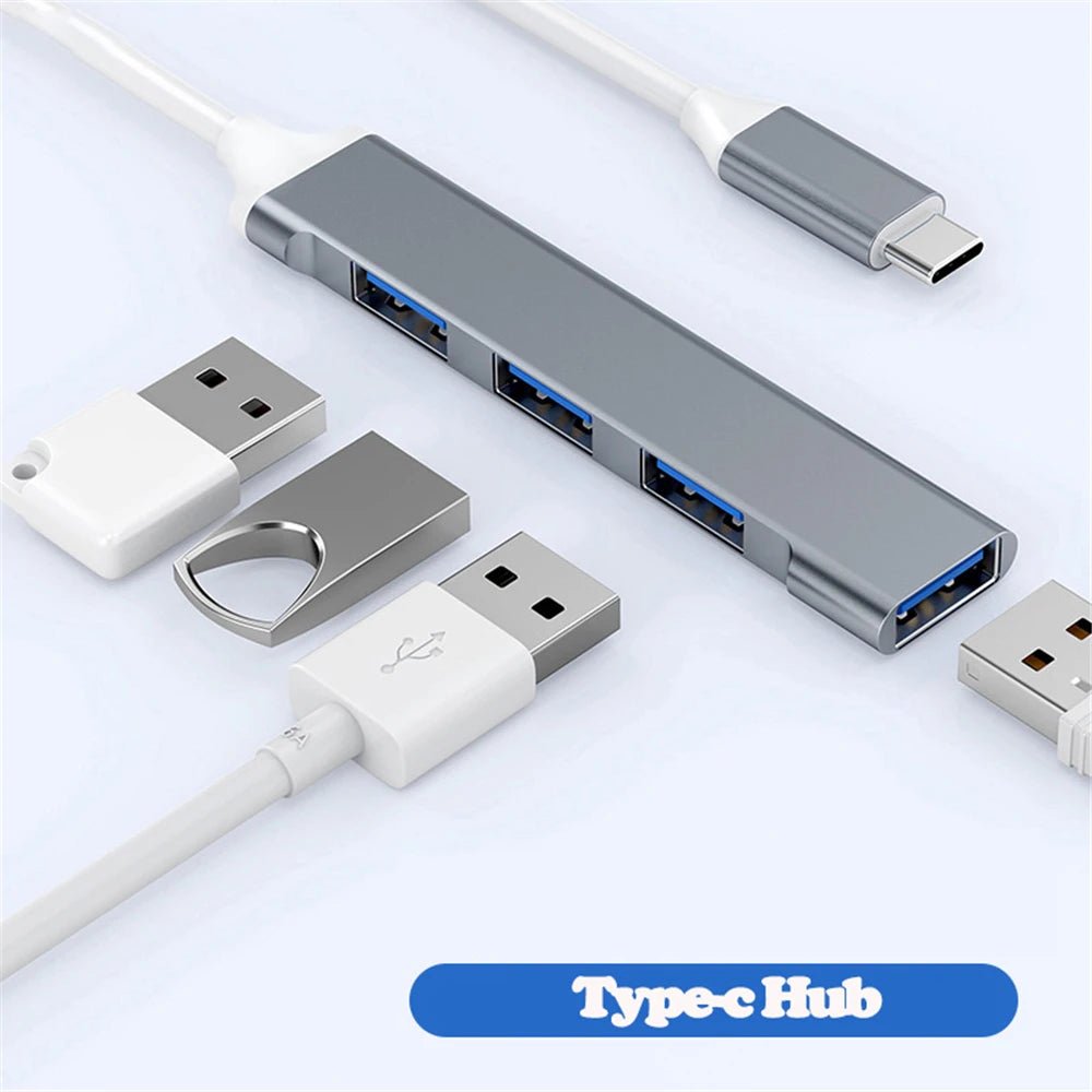 USB 3.0 Hub USB Hub 4 Port High Speed Type c Splitter 5Gbps For PC Computer Accessories Multiport HUB 4 USB 3.0 2.0 Ports - Eleconic