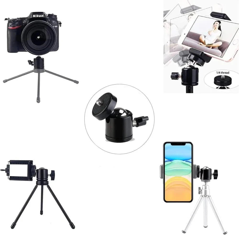 Hot Shoe 1/4 Screw Hole Tripod Mount Camera Head Adapter Ball Head with Lock LED Light Flash Bracket Holder For DSLR DV Cameras - Eleconic
