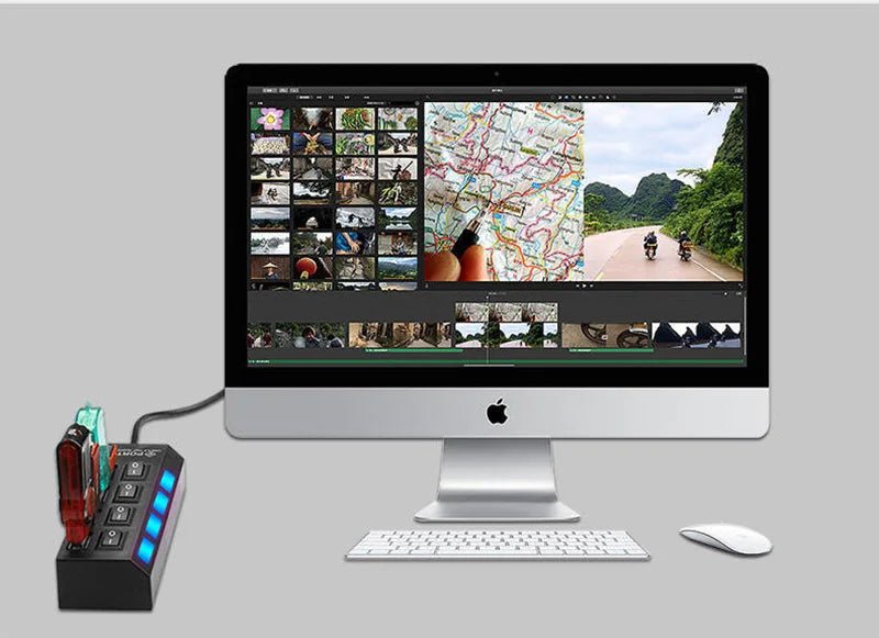 USB 3.0 Power Adapter 4/7 Port Multi USB Splitter Hub USB Hub 2.0 USB Multiple Expander Switch 30CM Cable Hub Docking Stations - Eleconic