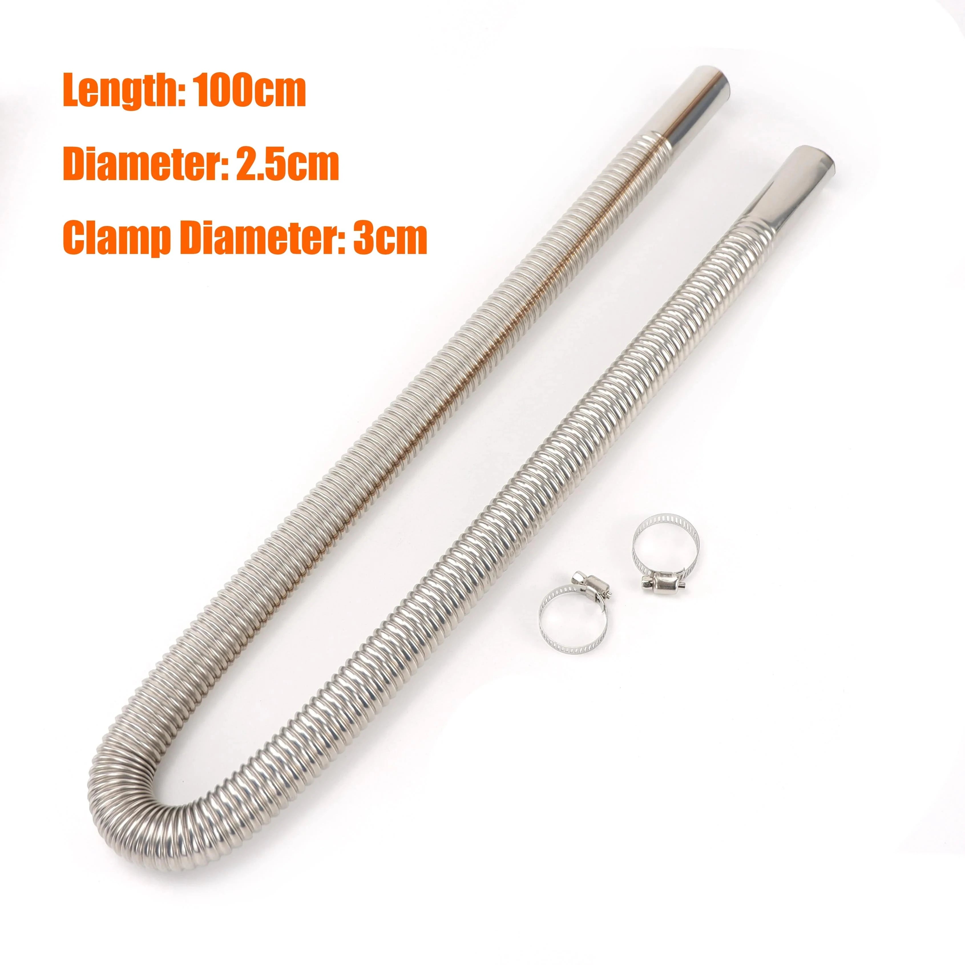 60cm 100cm 120cm 150cm 200cm 250cm 300cm Air Diesel Parking Heater Stainless Steel Exhaust Pipe Tube Gas Vent Hose Car Truck VAN - Eleconic