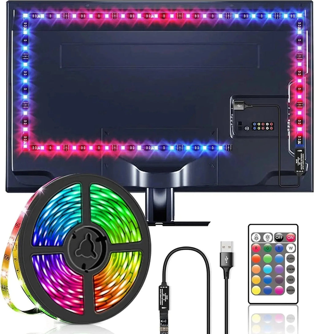 LED TV Backlights,5V USB LED Strip Lights with Bluetooth 24 Keys Remote,5050 RGB DIY Color Changing Lights for Bedroom Party - Eleconic