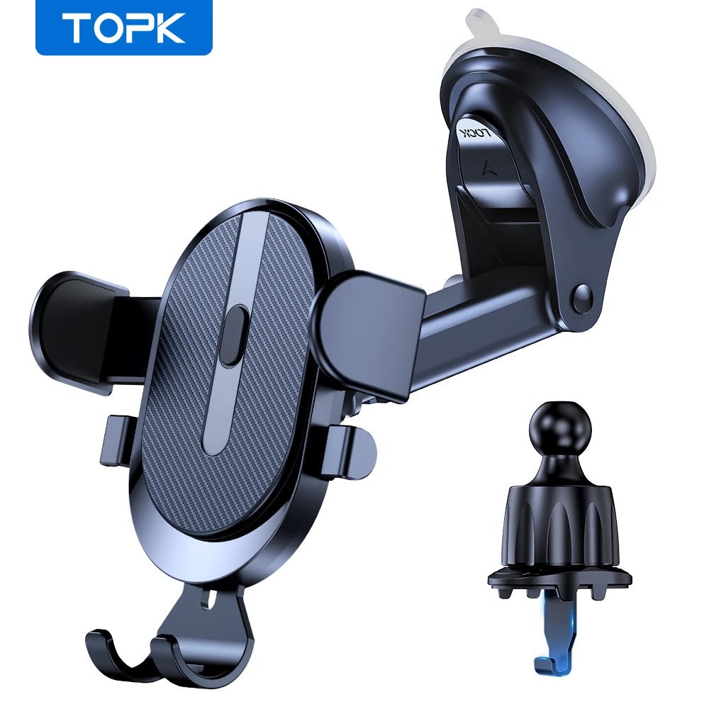 TOPK D39Z Car Phone Holder Super Stable Car Phone Mount for Car Dashboard/Windscreen/Air Vent Compatible with All Mobile Phone - Eleconic