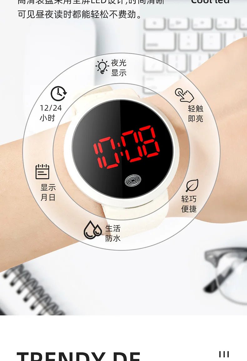 LED touch screen digital watch fashion student trend men and women couple sports LED electronic watch - Eleconic