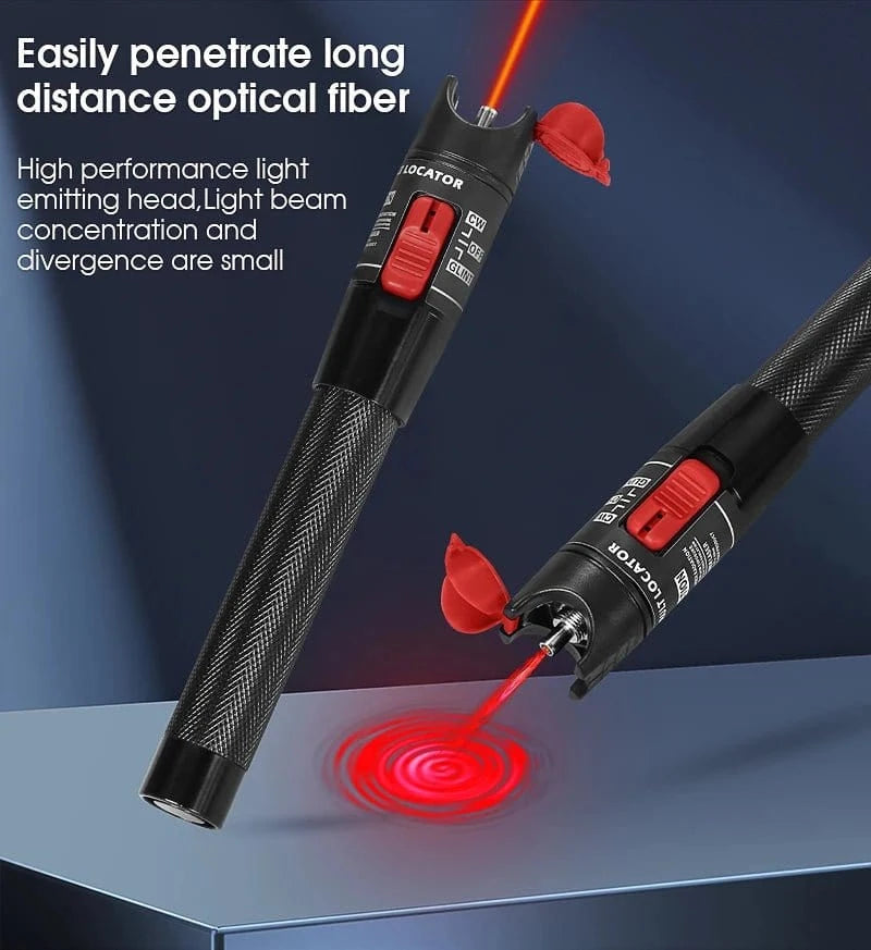 50mW Visual Fault Locator Fiber Optic Tester SC/FC/ST 2.5mm Interface Optical Fiber Pen Style Red Light VFL FTTH Tester Tool - Eleconic