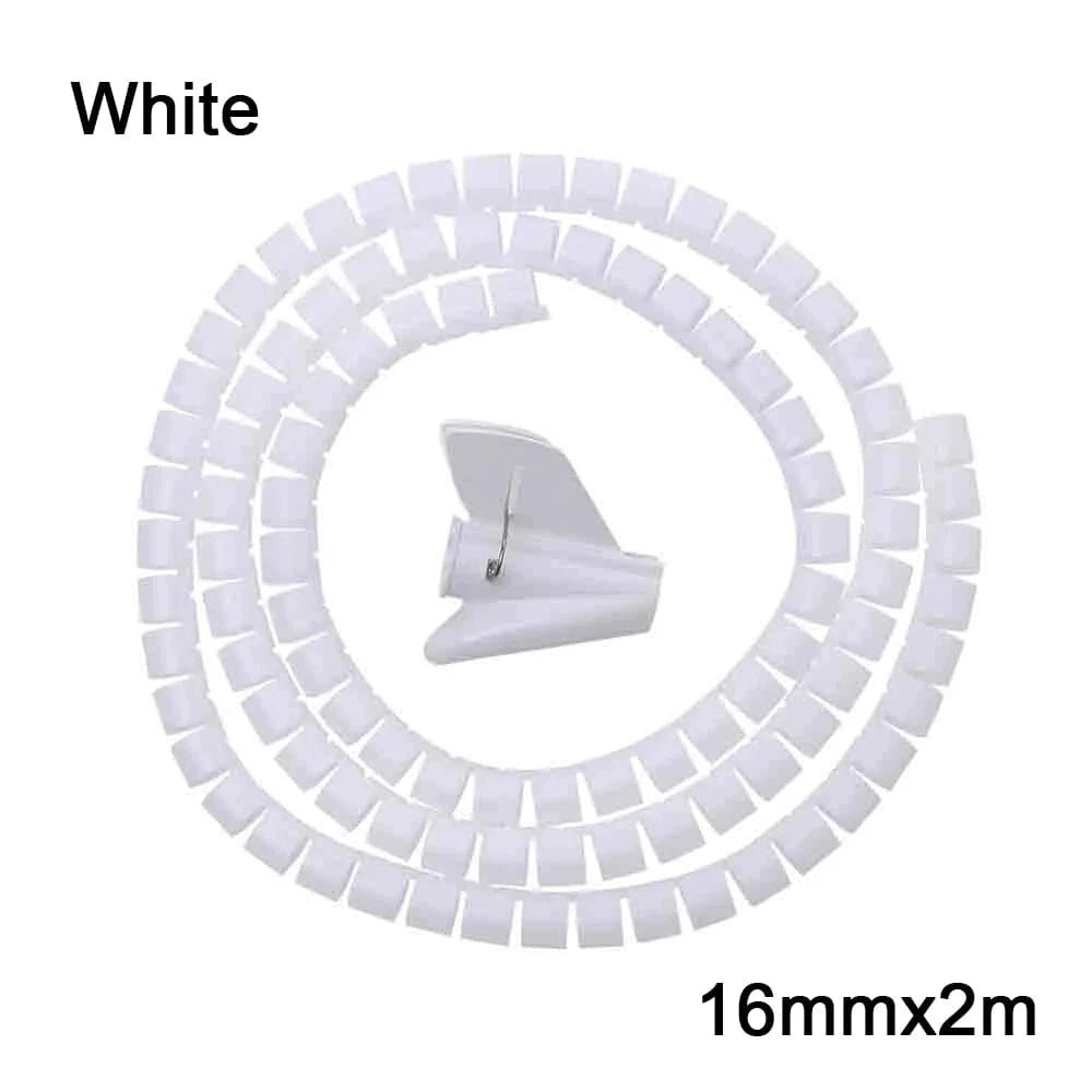 2M Flexible Spiral Cable Organizer – Cord Management Winder & Protector for Desk and Office Accessories - Eleconic