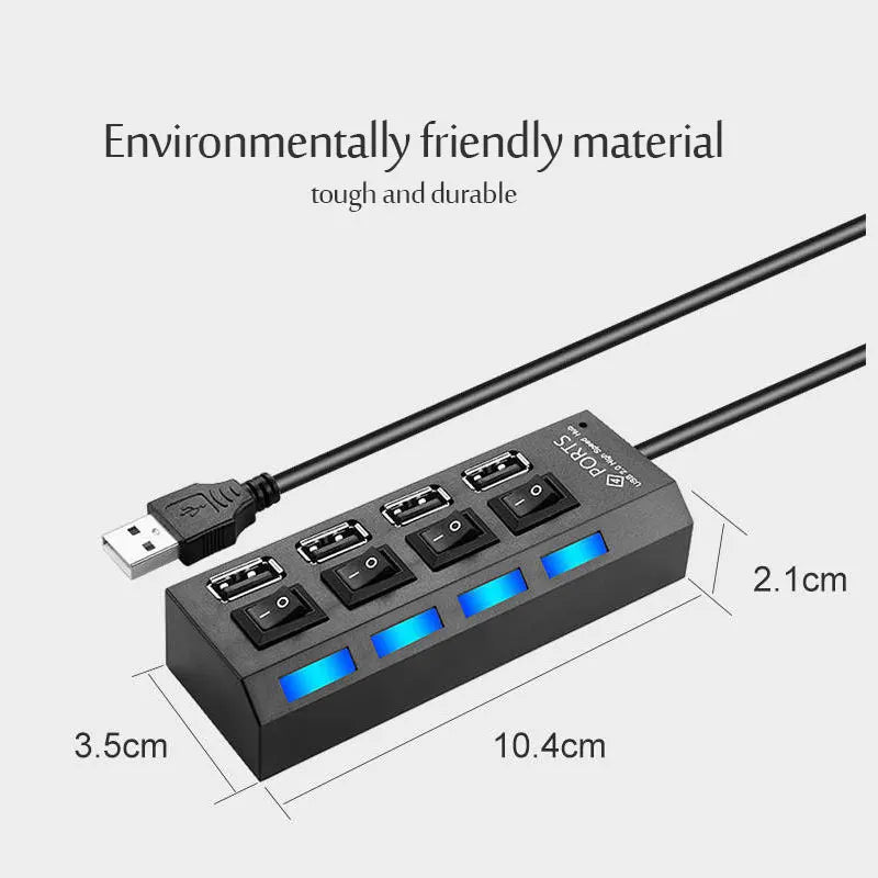 USB 3.0 Power Adapter 4/7 Port Multi USB Splitter Hub USB Hub 2.0 USB Multiple Expander Switch 30CM Cable Hub Docking Stations - Eleconic