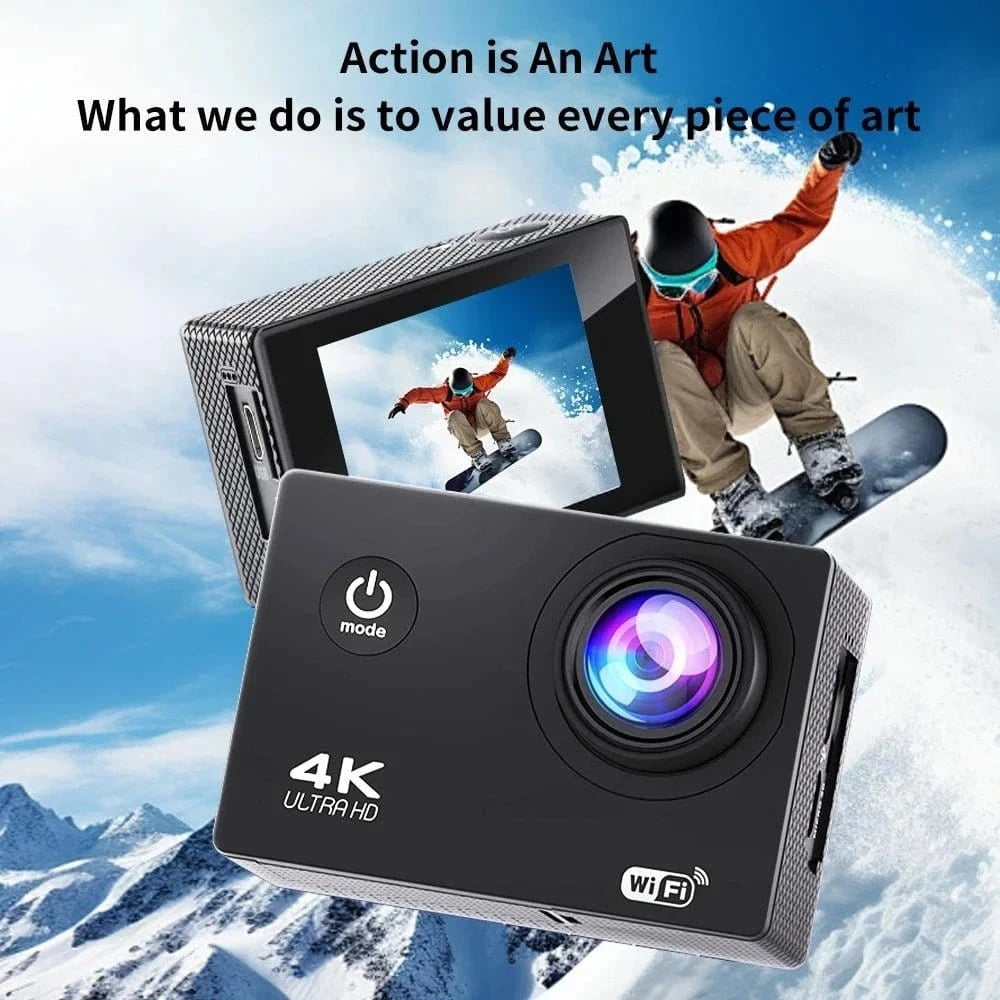 Outdoor 4K Action Camera WiFi Helmet Video Recording 4K/30FPS WiFi 2.0" 170D GPS 8X Zoom Underwater Waterproof Sports Camera - Eleconic