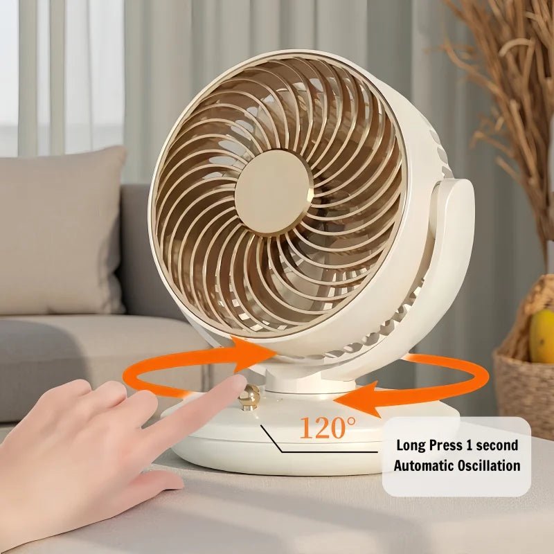 USB Plug in small Desktop Fan 6 inch Table fan 3 Speed 140° Manual Tilt and 120° Auto Oscillation For Home Office Bedroom - Eleconic