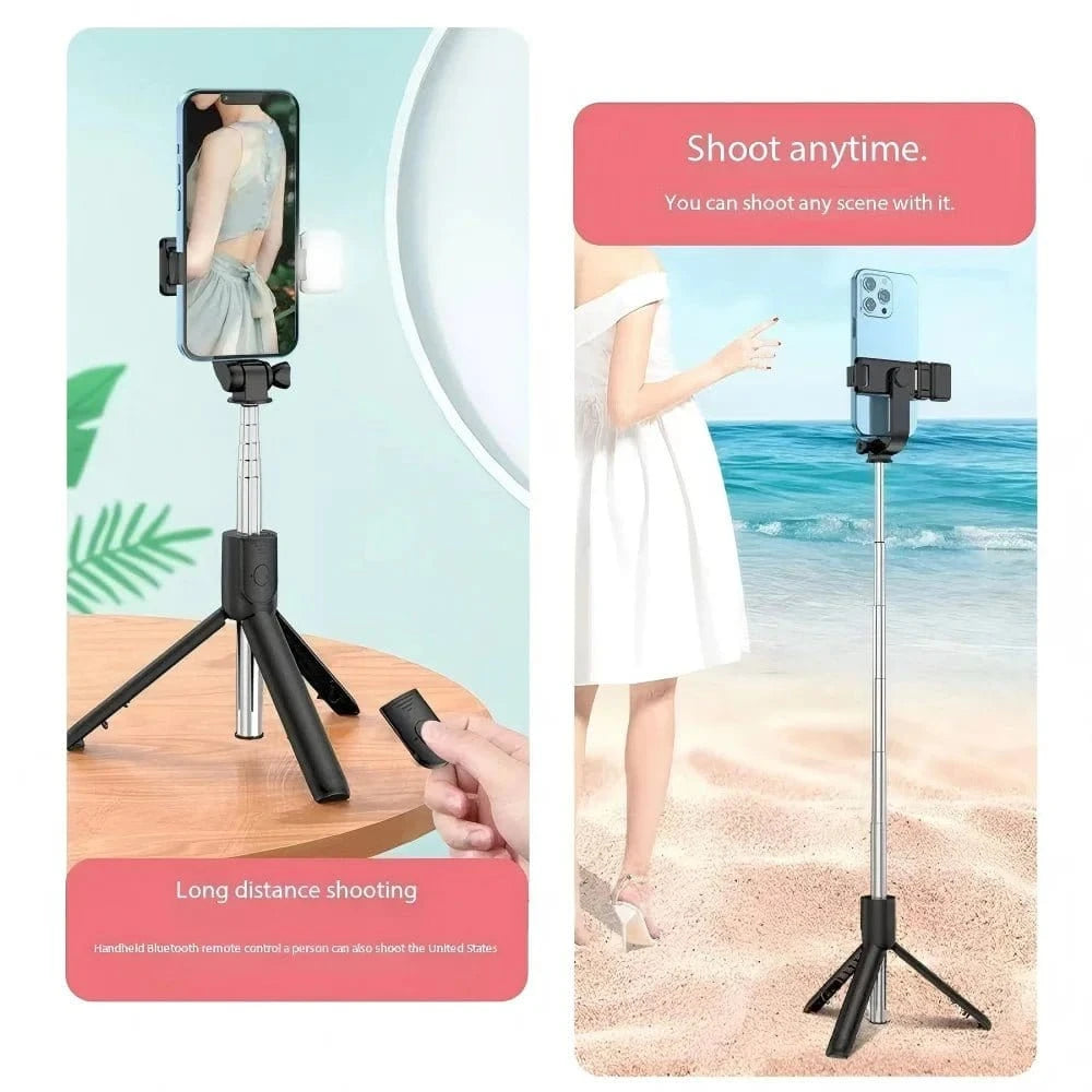 Handheld 360 Degree Flexible Sports Camera Mini Selfie Stick Tripod with Wireless Remote Mobile Phone Monopod Stand - Eleconic