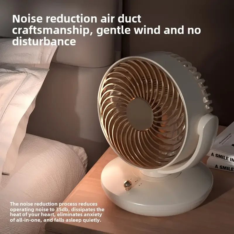 USB Plug in small Desktop Fan 6 inch Table fan 3 Speed 140° Manual Tilt and 120° Auto Oscillation For Home Office Bedroom - Eleconic