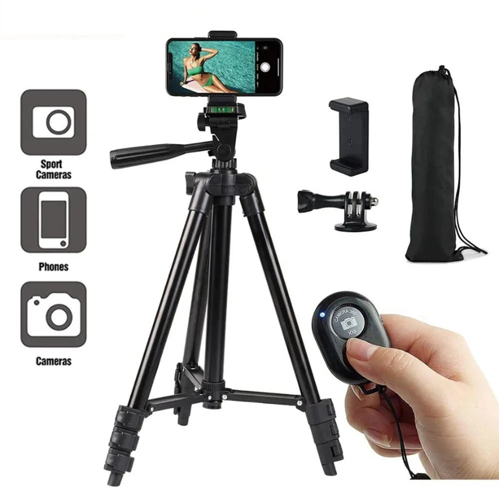 Tripod 100CM For Phone CameraVideo Recording Phone Tripod Stand with Bluetooth Remote Universal Camera Phone Photography Stand - Eleconic