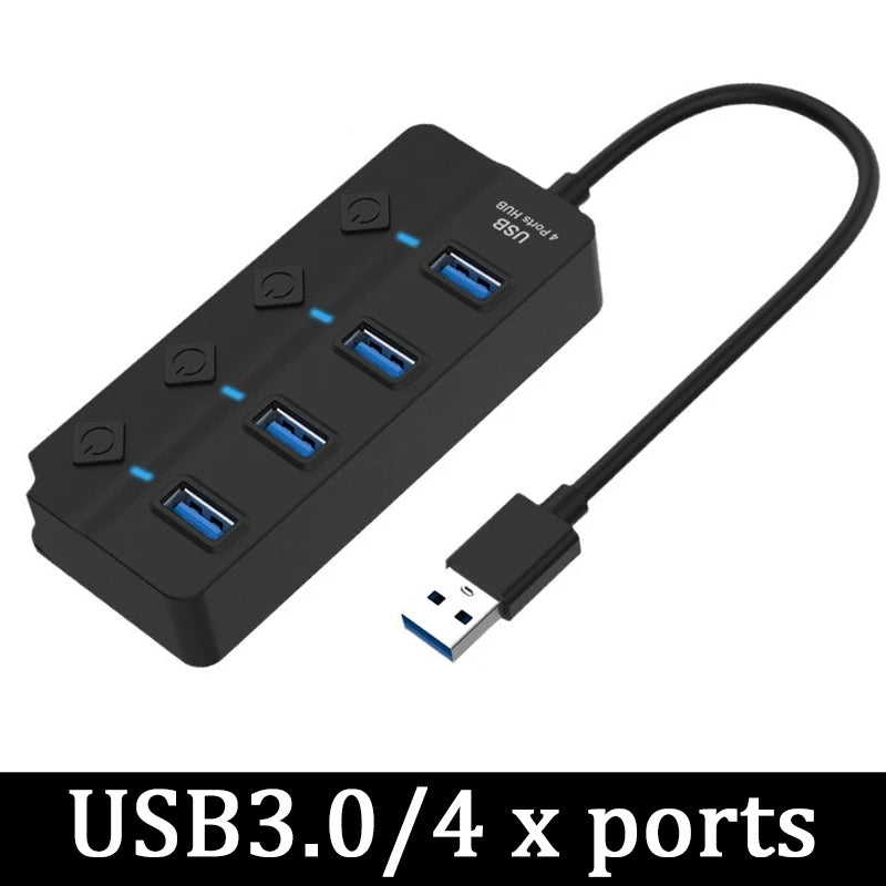 USB 3.0 Power Adapter 4/7 Port Multi USB Splitter Hub USB Hub 2.0 USB Multiple Expander Switch 30CM Cable Hub Docking Stations - Eleconic
