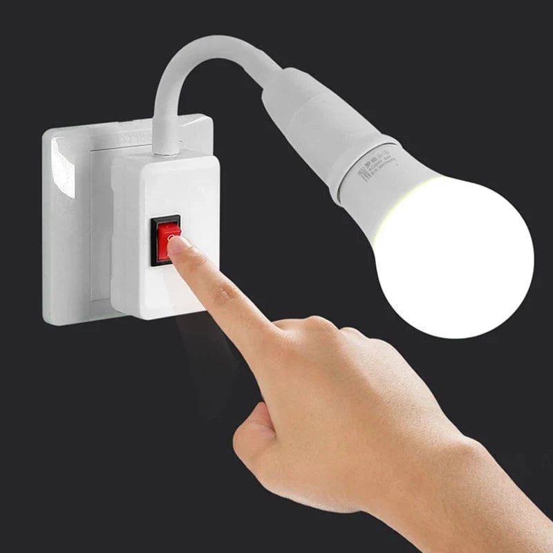 Flexible tube lamp holder E27 screw socket, rotatable European style plug with switch, bulb holder for wall mounted lamps - Eleconic