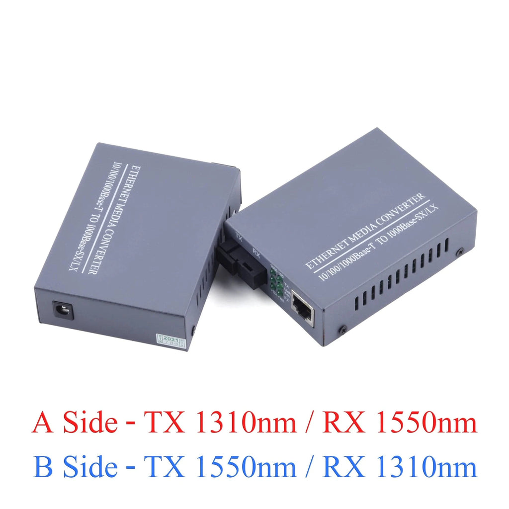 Gigabit Fiber Optical Media Converter 10/100/1000Mbps Single Mode 20Km UPC/APC SC - Port External Power Supply - Eleconic
