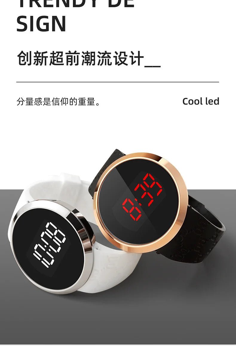 LED touch screen digital watch fashion student trend men and women couple sports LED electronic watch - Eleconic