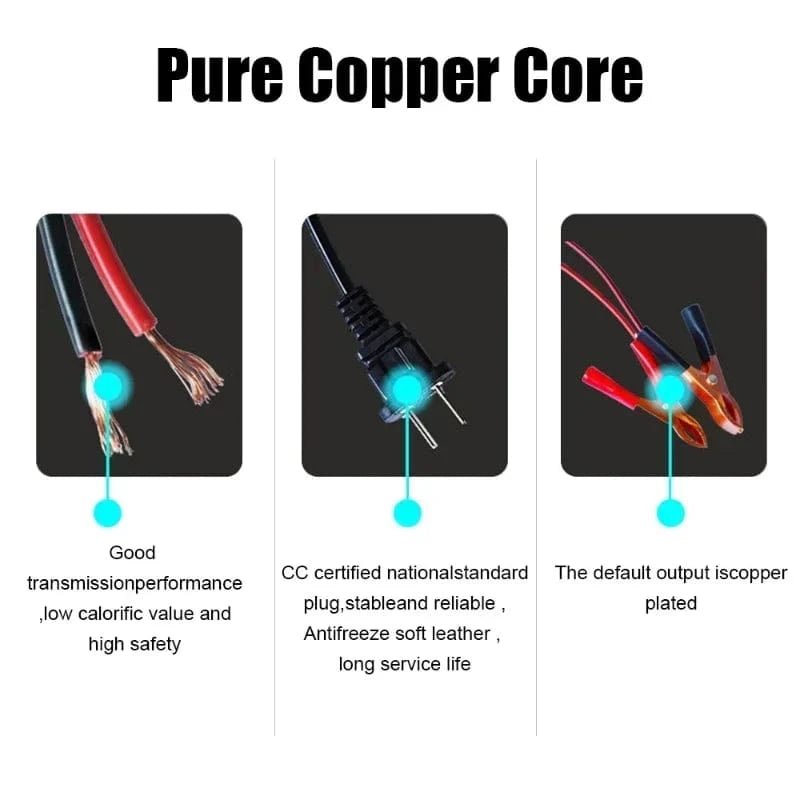 Full Automatic Smart Car Battery Charger with LCD Display – 2A Fast 3 - Stage Charger for Lead - Acid, AGM & GEL Batteries - Eleconic