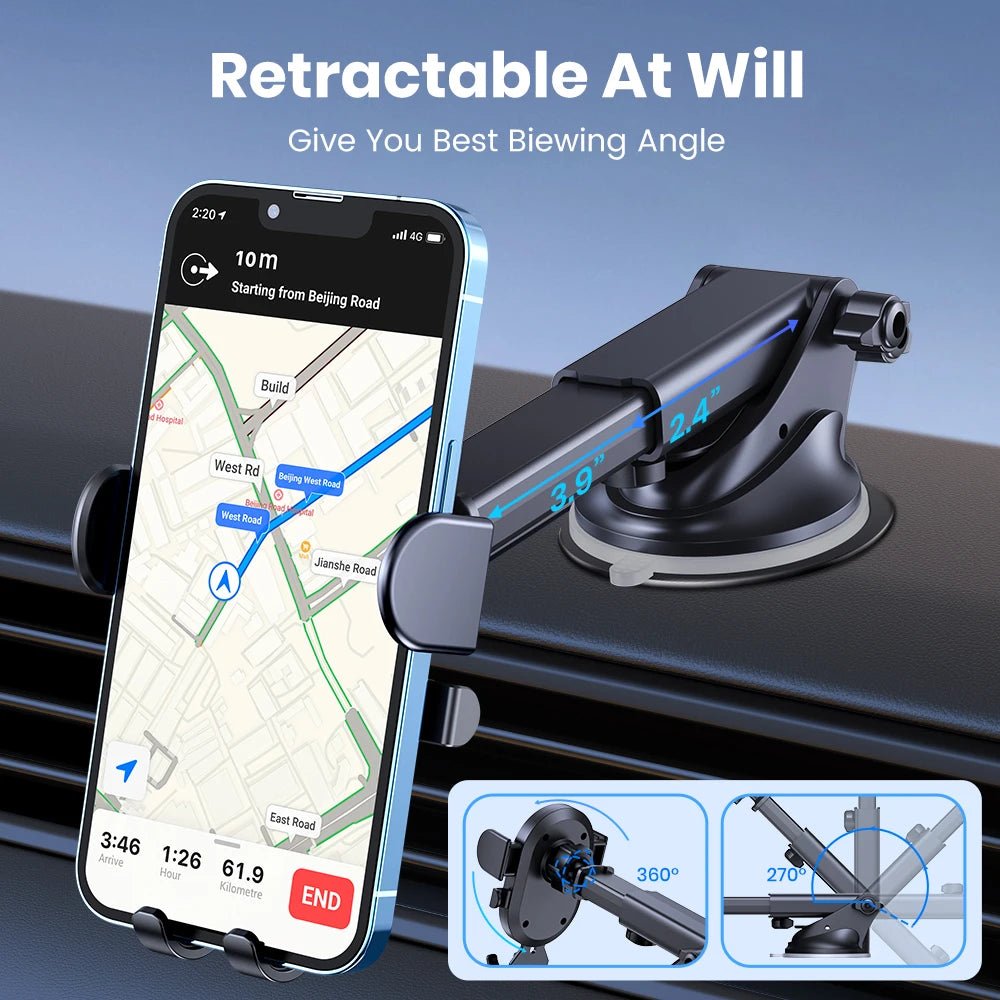 TOPK D39Z Car Phone Holder Super Stable Car Phone Mount for Car Dashboard/Windscreen/Air Vent Compatible with All Mobile Phone - Eleconic