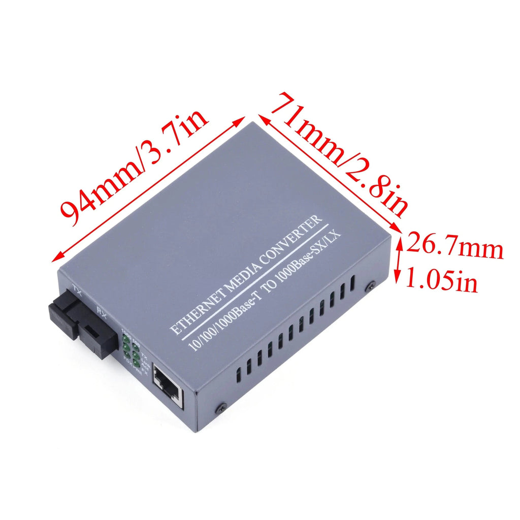 Gigabit Fiber Optical Media Converter 10/100/1000Mbps Single Mode 20Km UPC/APC SC - Port External Power Supply - Eleconic