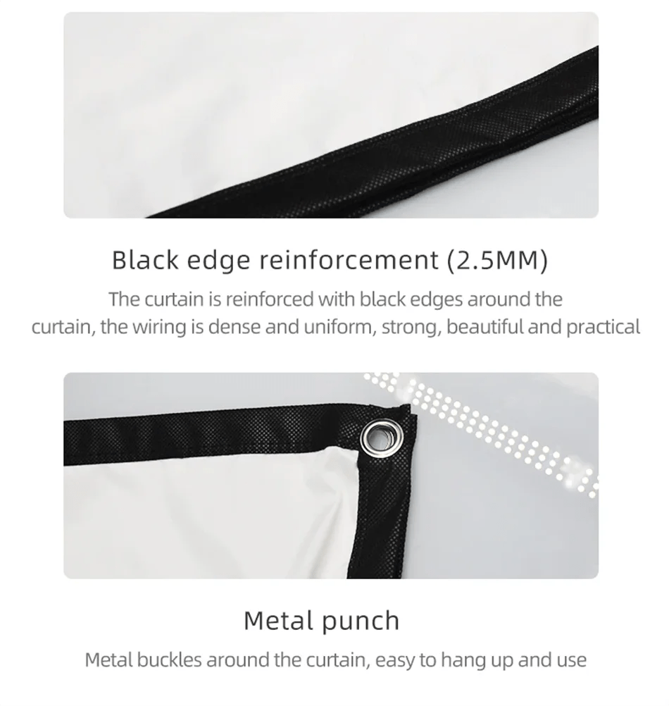 High Brightness Portable Projection Screen Anti - Light Projector Curtain Metal Reflective Cloth Fabric with Black Border& Eyelets - Eleconic