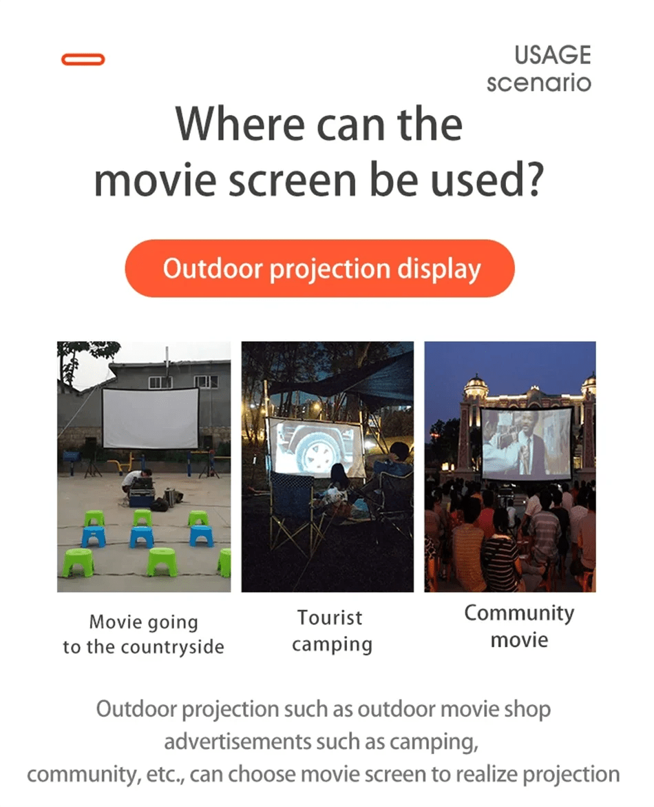 High Brightness Portable Projection Screen Anti - Light Projector Curtain Metal Reflective Cloth Fabric with Black Border& Eyelets - Eleconic