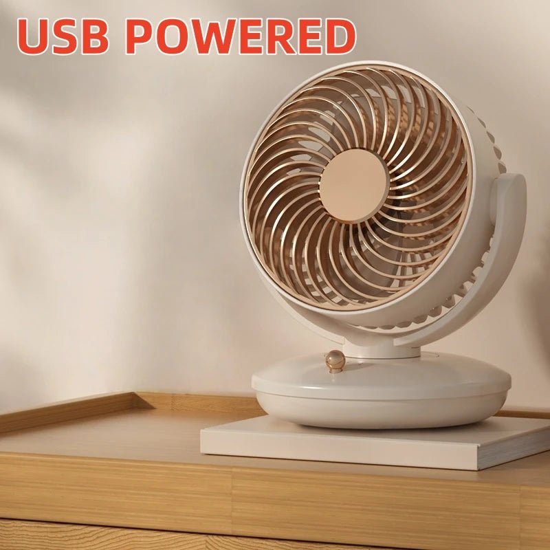 USB Plug in small Desktop Fan 6 inch Table fan 3 Speed 140° Manual Tilt and 120° Auto Oscillation For Home Office Bedroom - Eleconic