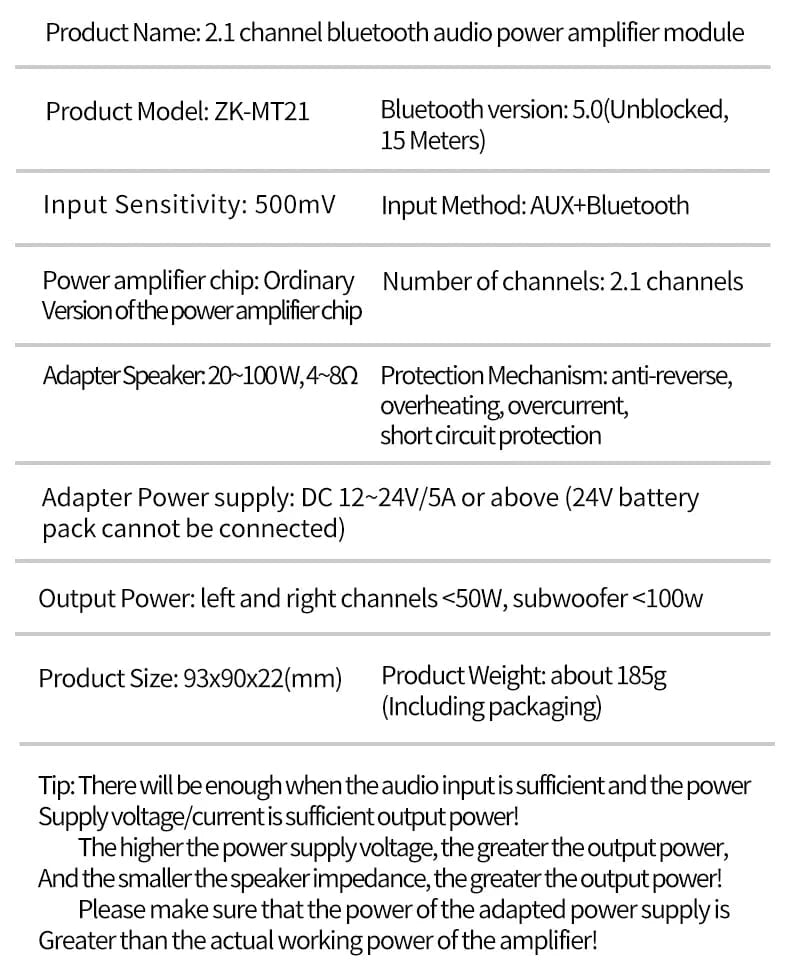 ZK - MT21 Channel Bluetooth 5.0 CS8673E 2.1 Subwoofer Amplifier Board 50W*2 +100W Power Audio Stereo Amplifier - Eleconic