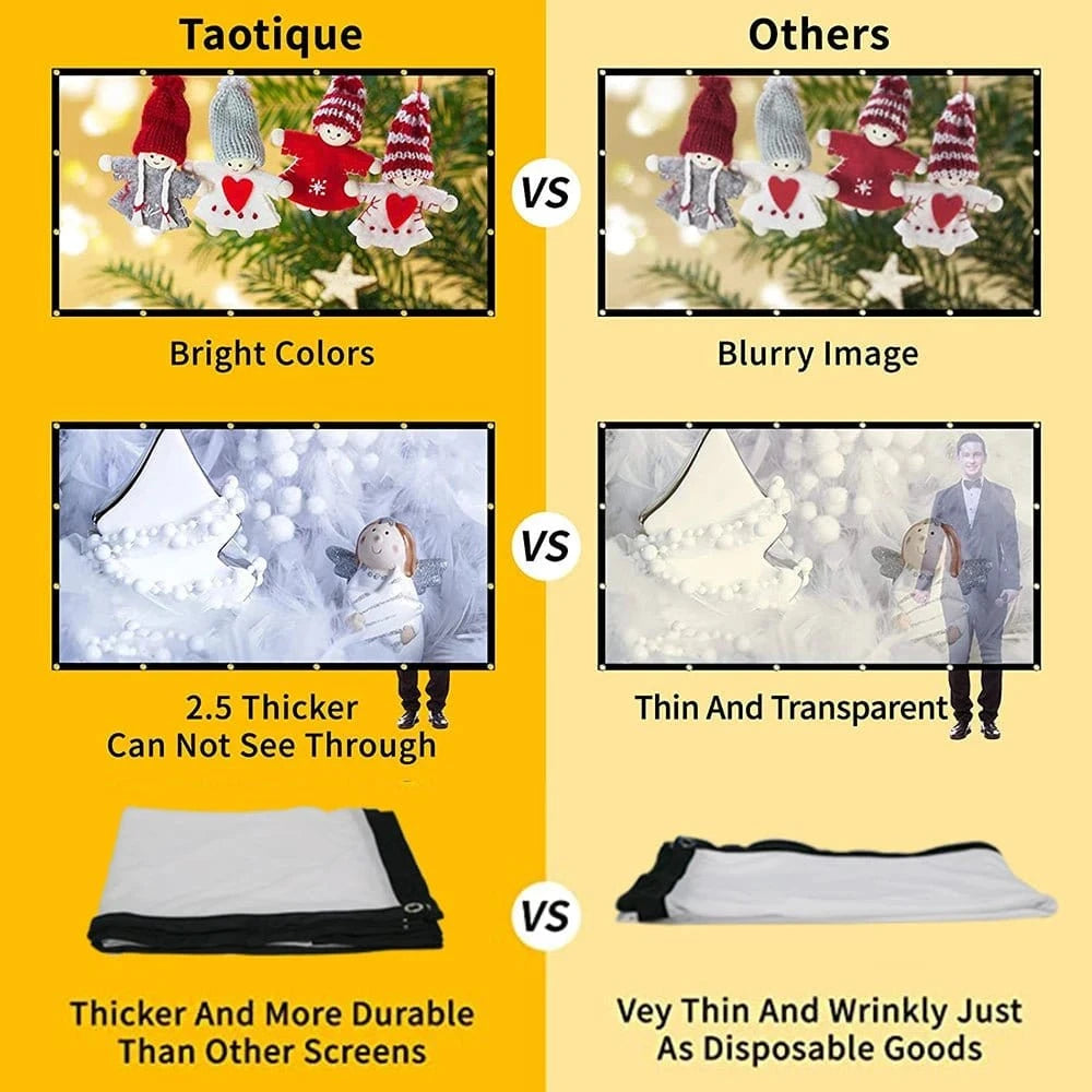 60 72 84 100 120 150 inch Simple Foldable Projection Screen 100inch Curtain 16:9 Outdoor Full HD 2K 4K Projector Screen Curtain - Eleconic