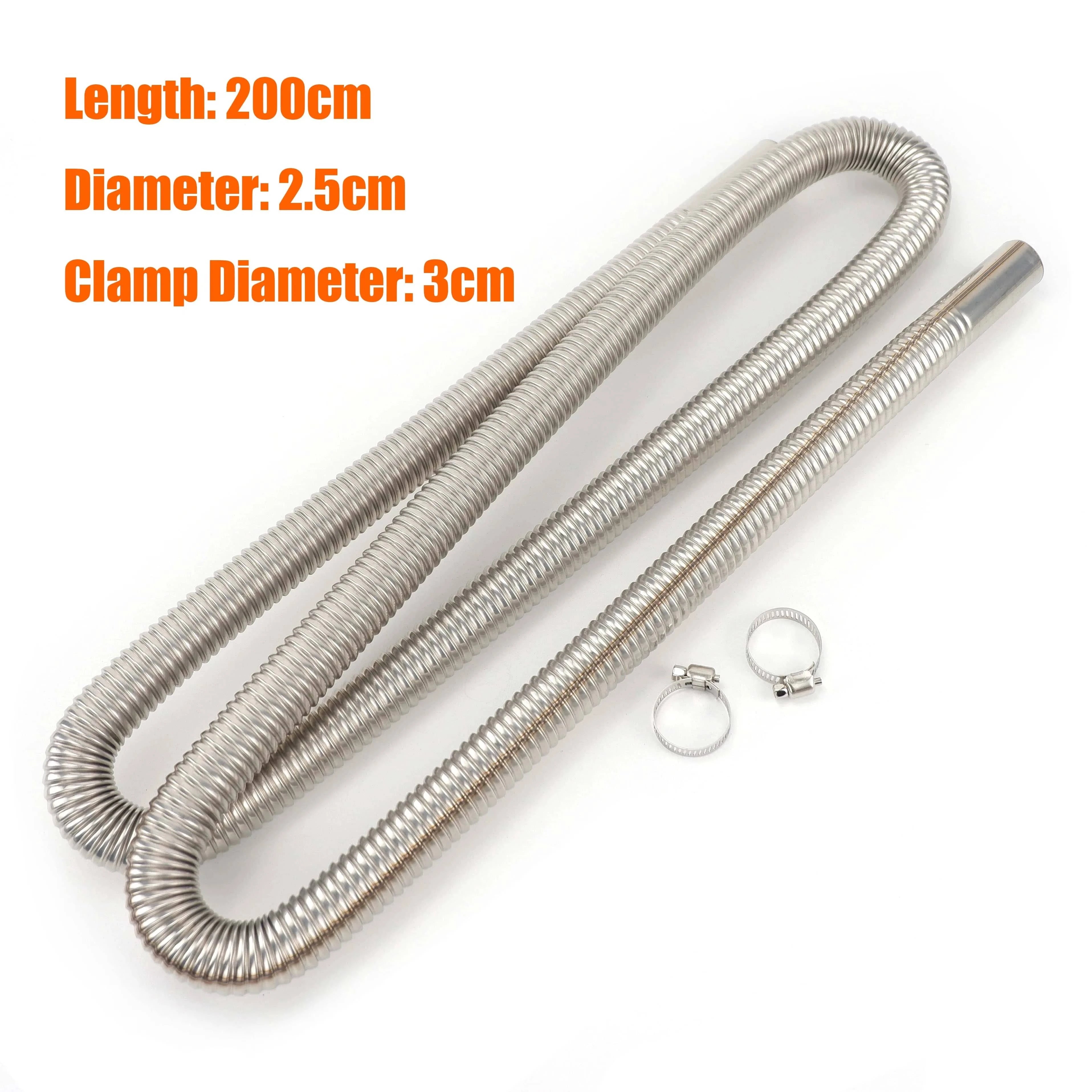60cm 100cm 120cm 150cm 200cm 250cm 300cm Air Diesel Parking Heater Stainless Steel Exhaust Pipe Tube Gas Vent Hose Car Truck VAN - Eleconic