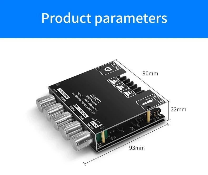 ZK - MT21 Channel Bluetooth 5.0 CS8673E 2.1 Subwoofer Amplifier Board 50W*2 +100W Power Audio Stereo Amplifier - Eleconic
