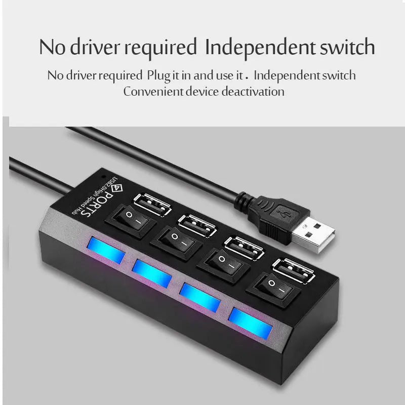 USB 3.0 Power Adapter 4/7 Port Multi USB Splitter Hub USB Hub 2.0 USB Multiple Expander Switch 30CM Cable Hub Docking Stations - Eleconic