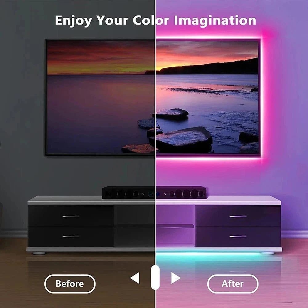 LED TV Backlights,5V USB LED Strip Lights with Bluetooth 24 Keys Remote,5050 RGB DIY Color Changing Lights for Bedroom Party - Eleconic
