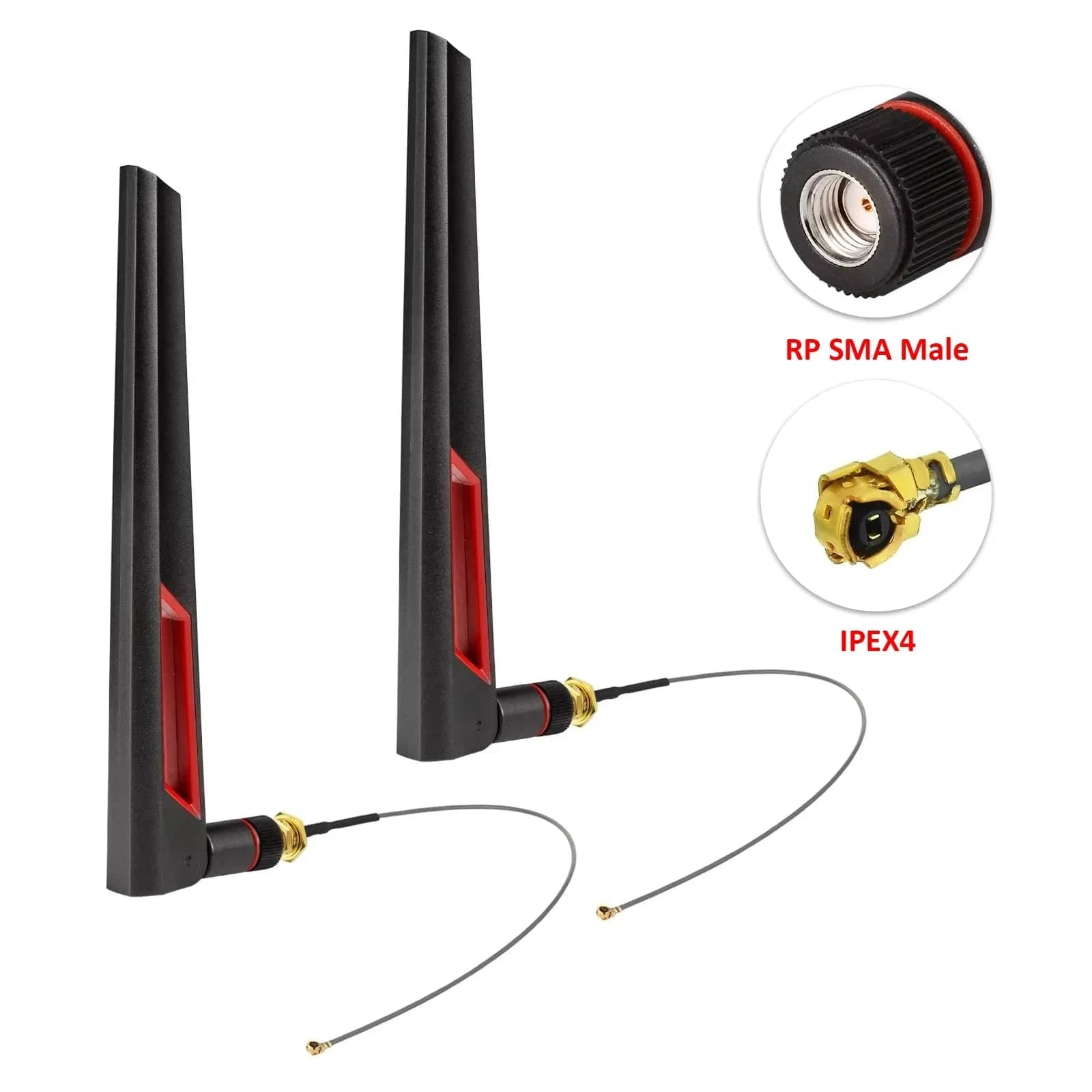 2pcs 12dBi Dual Band WIFI Antenna 2.4G 5.8G RP SMA Male Universal Aerial for ASUS AC68U AC88U Router Wireless Card Amplifier - Eleconic