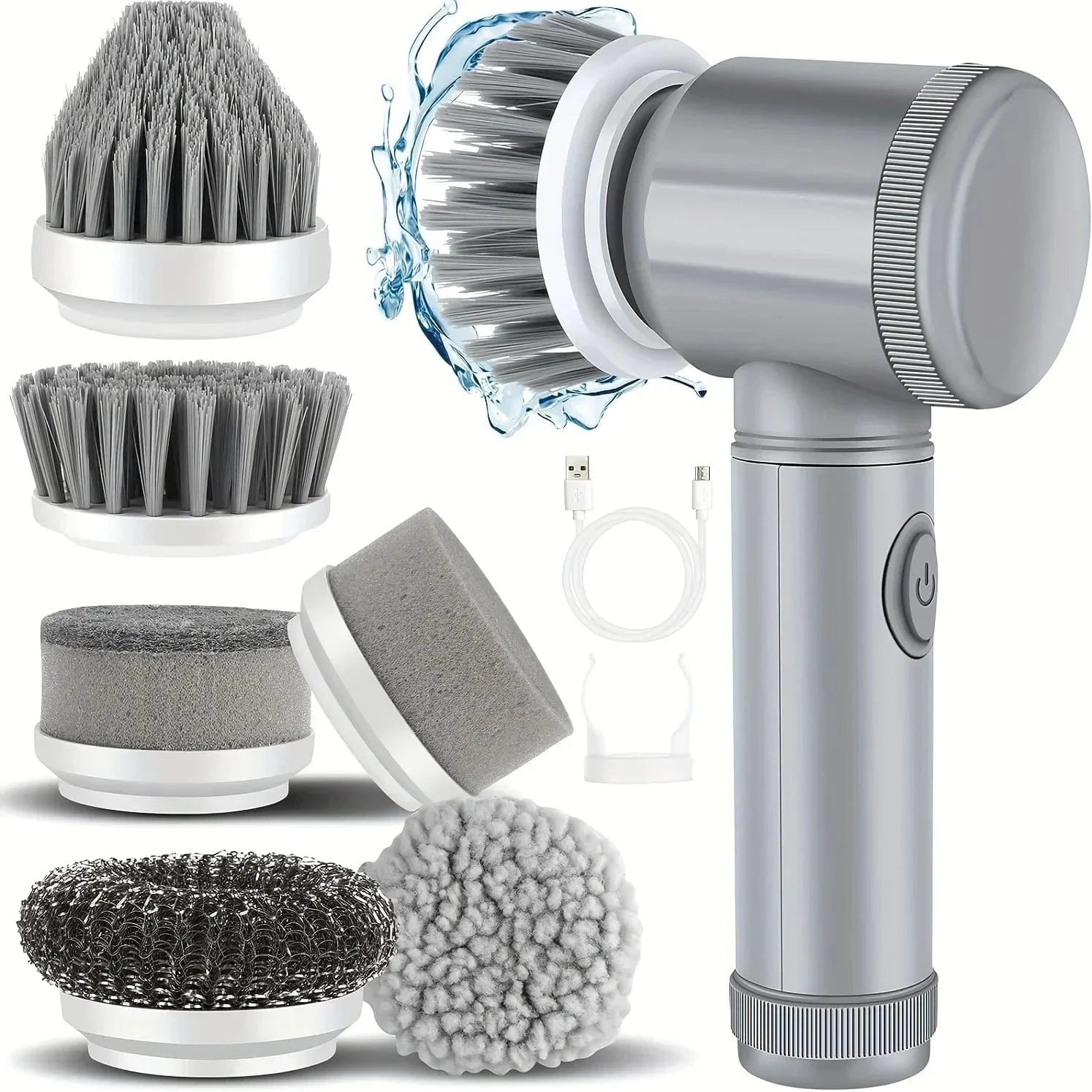 Cordless Electric Spin Scrubber with 6 Replaceable Brush Heads - Eleconic