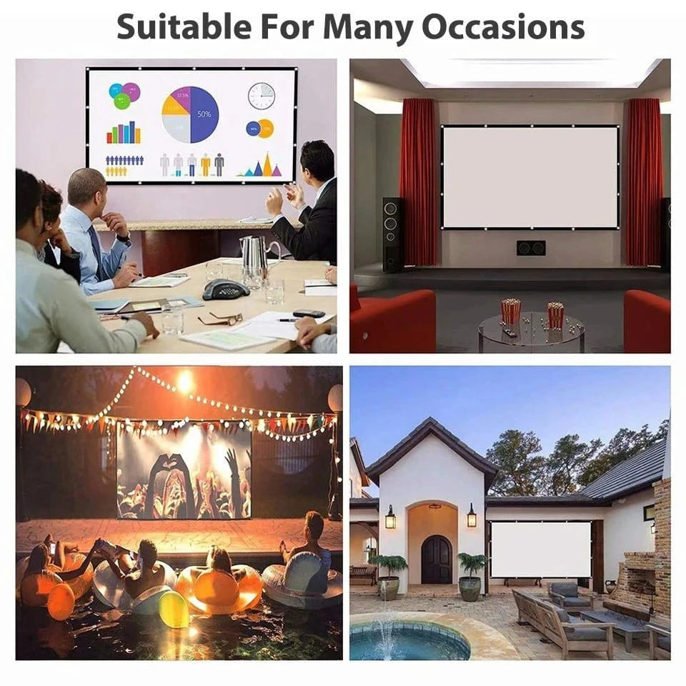 High Brightness Portable Projection Screen Anti - Light Projector Curtain Metal Reflective Cloth Fabric with Black Border& Eyelets - Eleconic