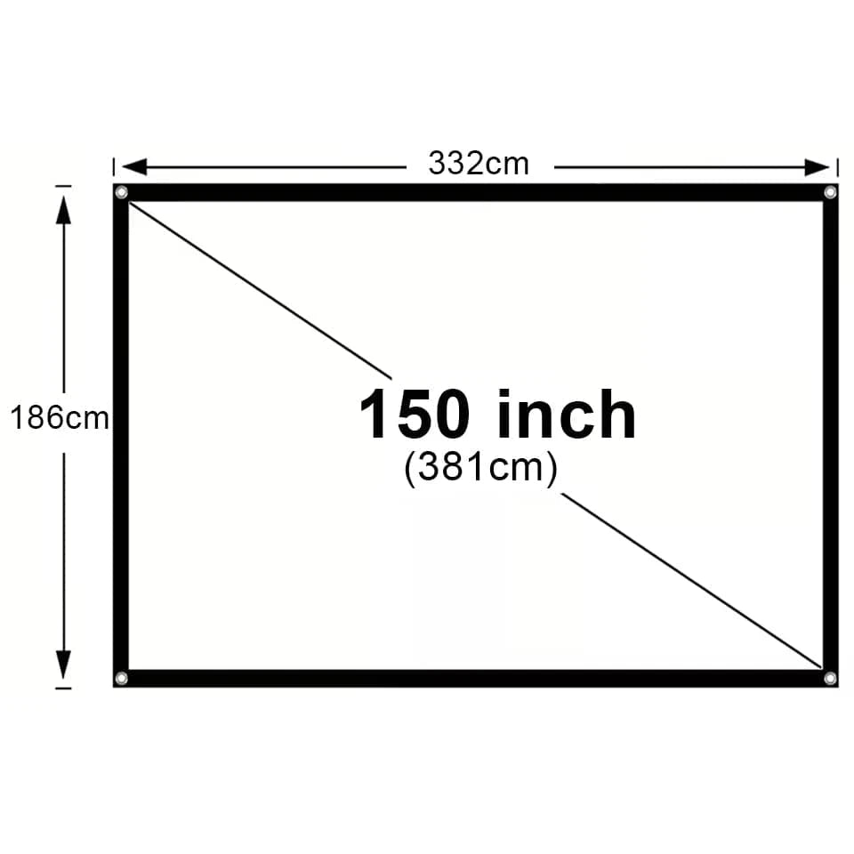 High Brightness Portable Projection Screen Anti - Light Projector Curtain Metal Reflective Cloth Fabric with Black Border& Eyelets - Eleconic
