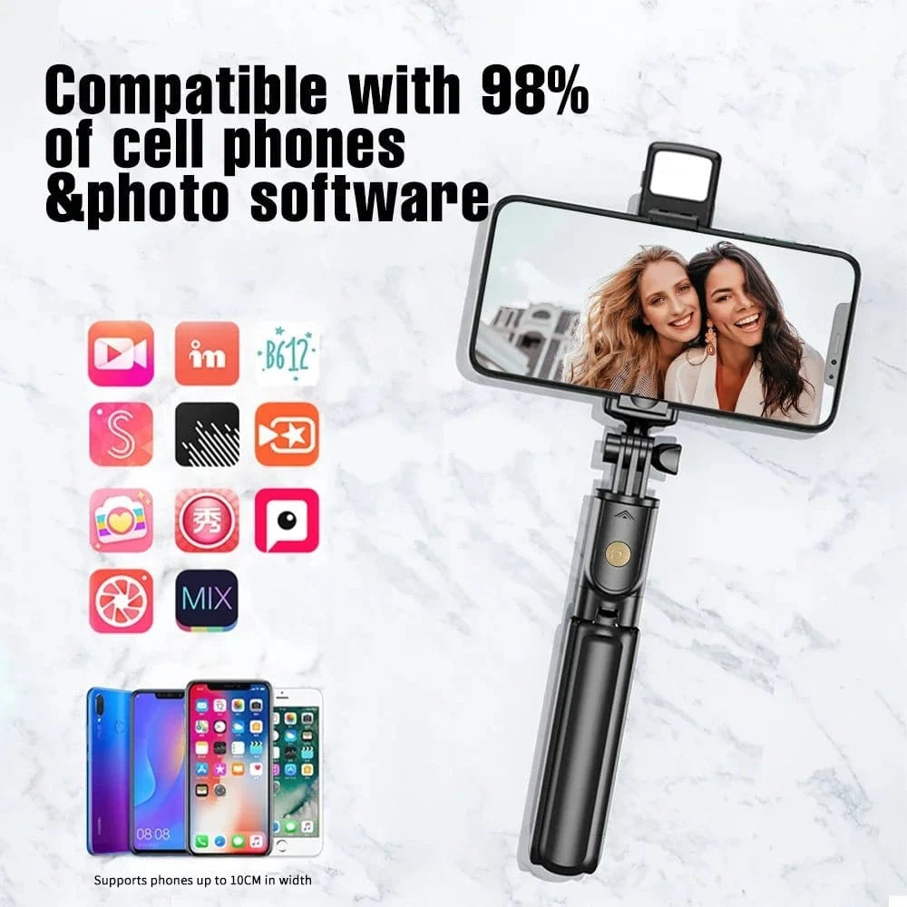 Handheld 360 Degree Flexible Sports Camera Mini Selfie Stick Tripod with Wireless Remote Mobile Phone Monopod Stand - Eleconic