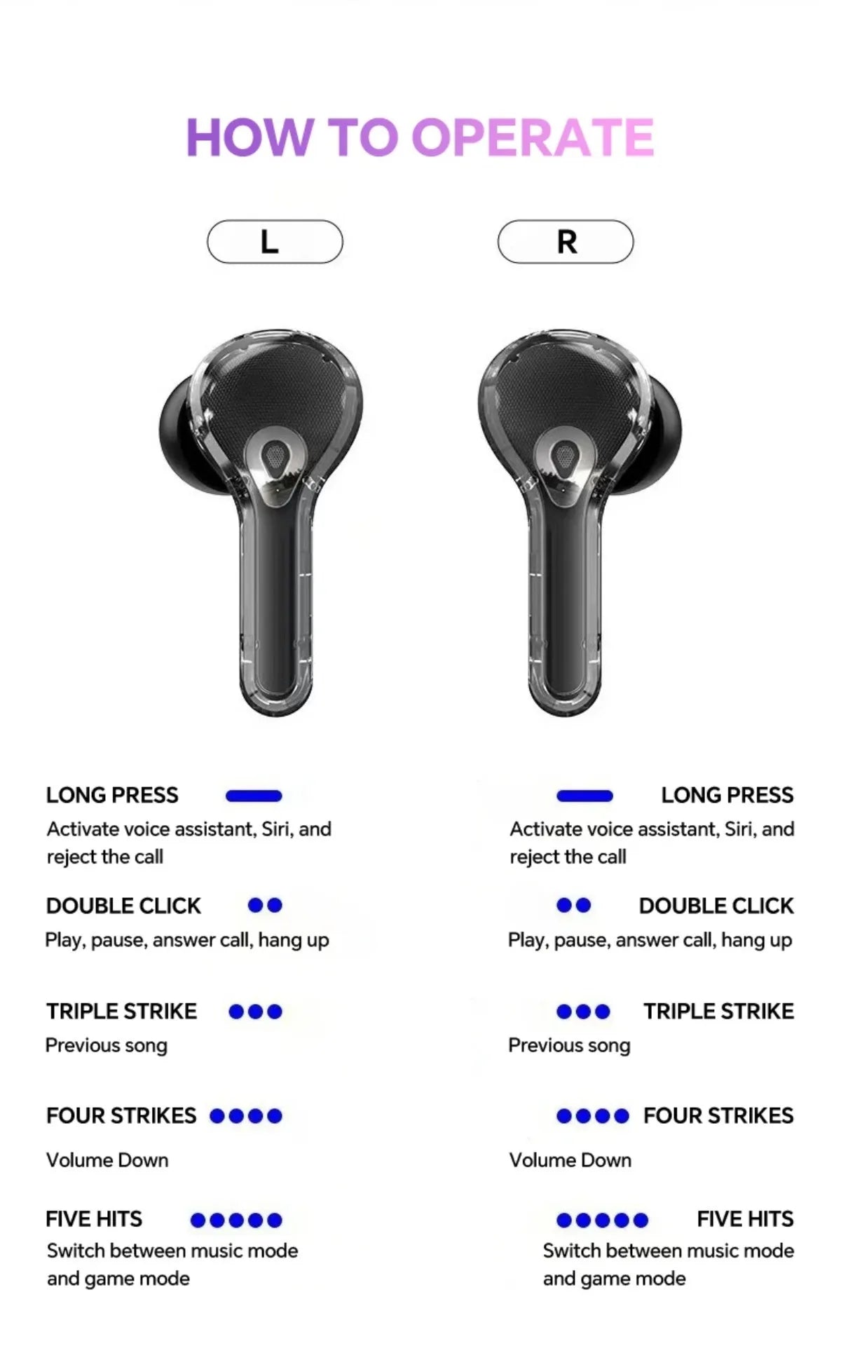 Translation Headphones with Multifunction Touch Screen Smart Wireless Bluetooth Earphone HiFi Audio Quality Business Earbud - Eleconic