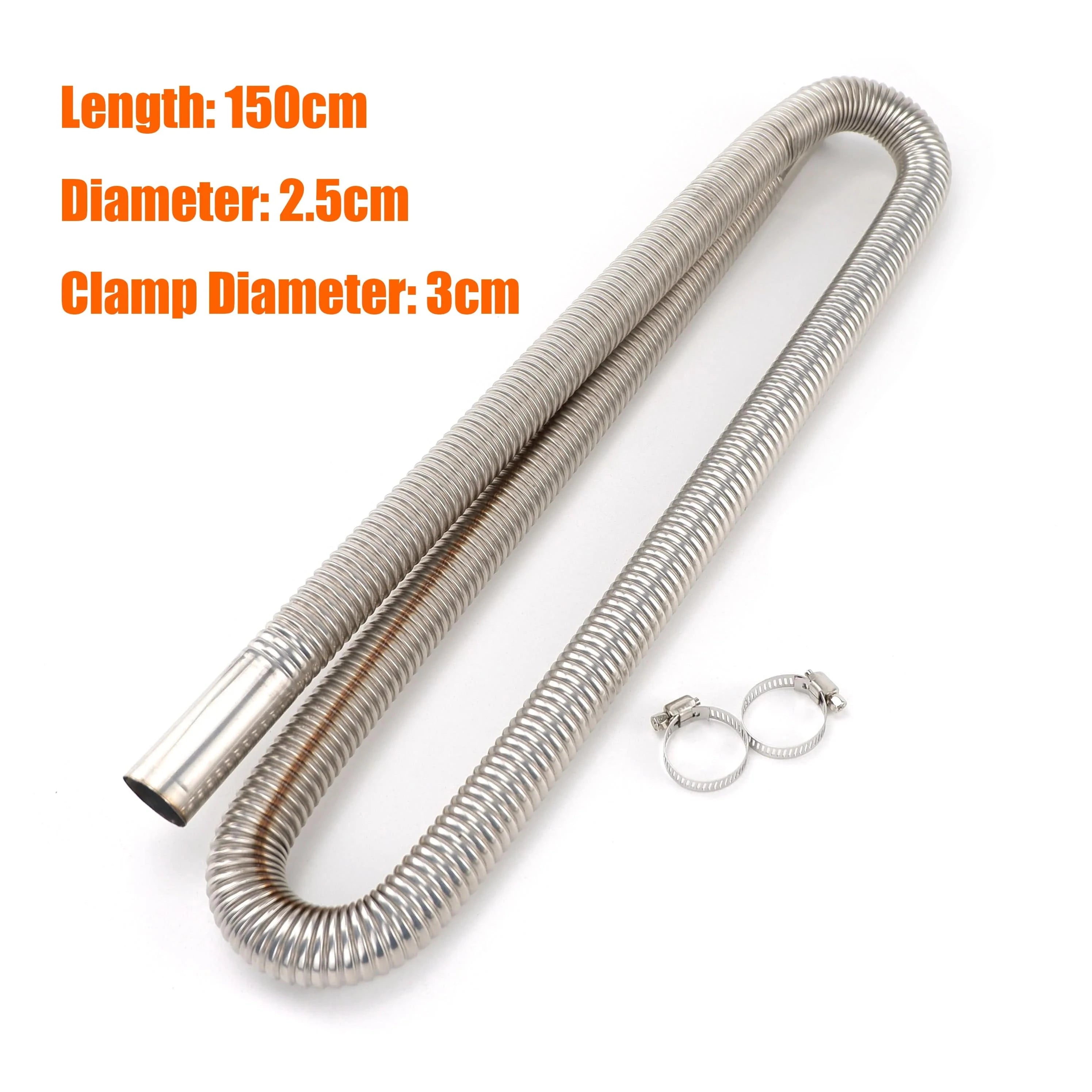 60cm 100cm 120cm 150cm 200cm 250cm 300cm Air Diesel Parking Heater Stainless Steel Exhaust Pipe Tube Gas Vent Hose Car Truck VAN - Eleconic