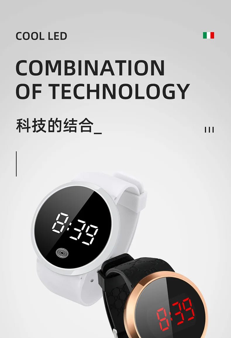 LED touch screen digital watch fashion student trend men and women couple sports LED electronic watch - Eleconic