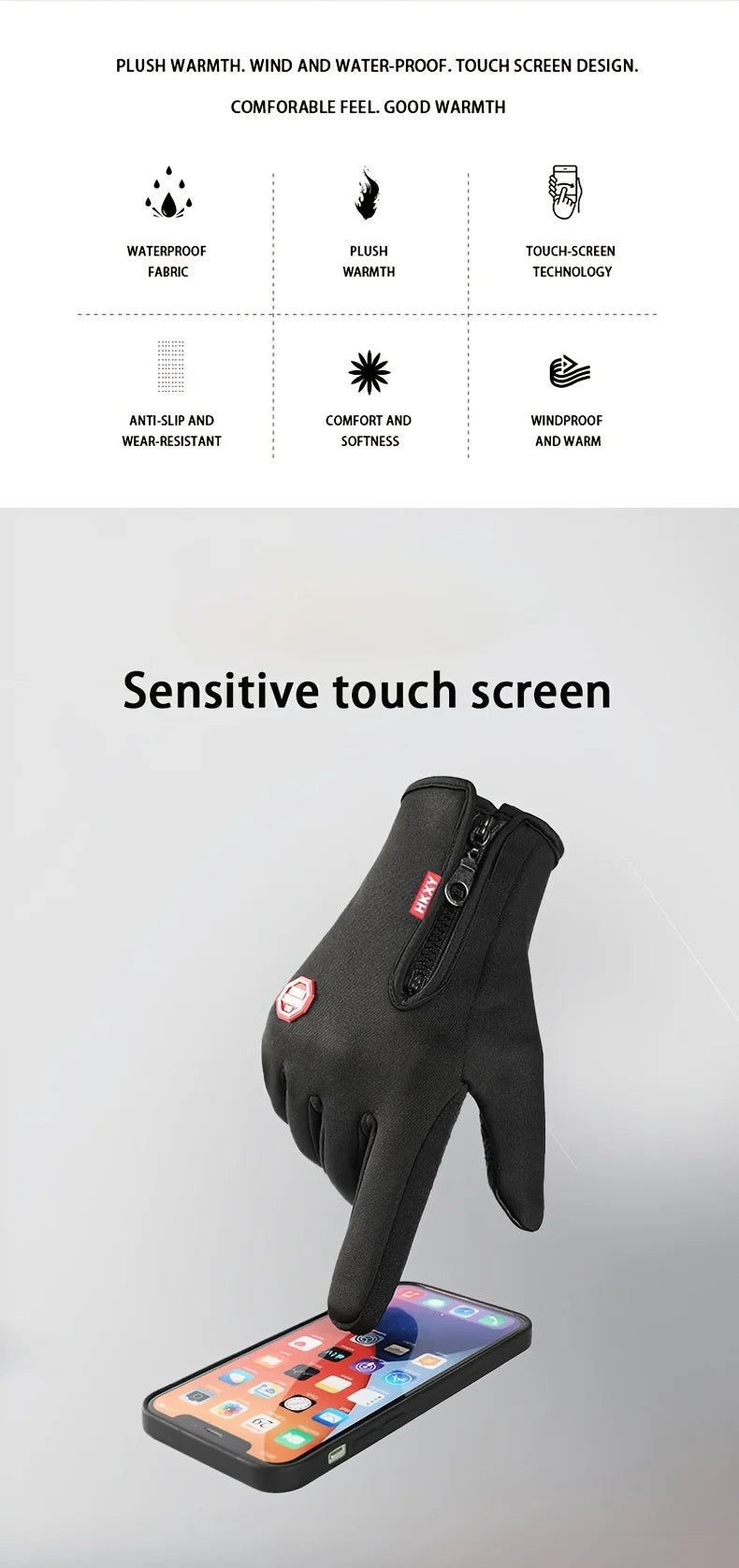 Winter Gloves For Men Women Touchscreen Warm Outdoor Cycling Driving Motorcycle Cold Gloves Windproof Non Slip Gloves - Eleconic