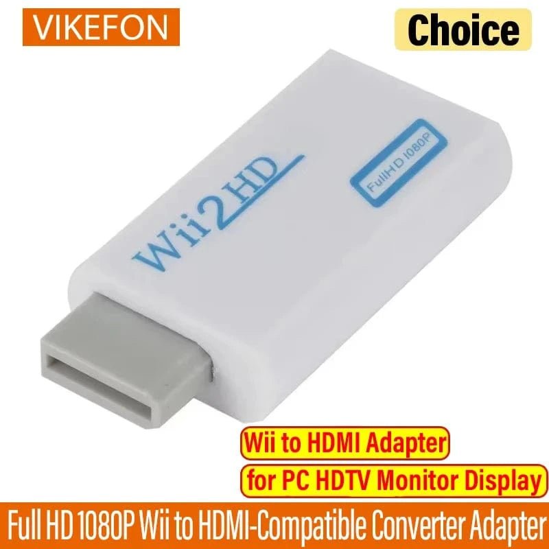 VIKEFON HD 1080P Wii to HDMI - Compatible Converter Adapter Wii2 HDMI - Compatible Converter 3.5mm Audio for PC HDTV Monitor Display - Eleconic