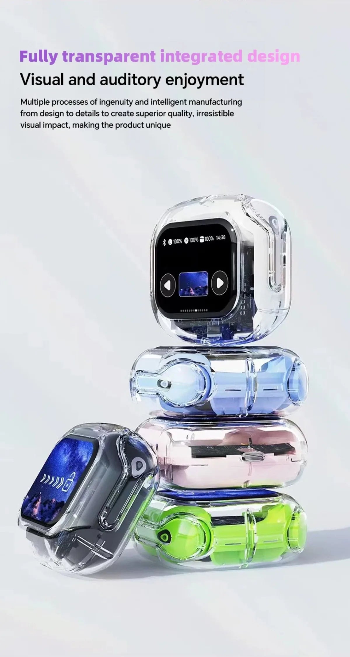 Translation Headphones with Multifunction Touch Screen Smart Wireless Bluetooth Earphone HiFi Audio Quality Business Earbud - Eleconic