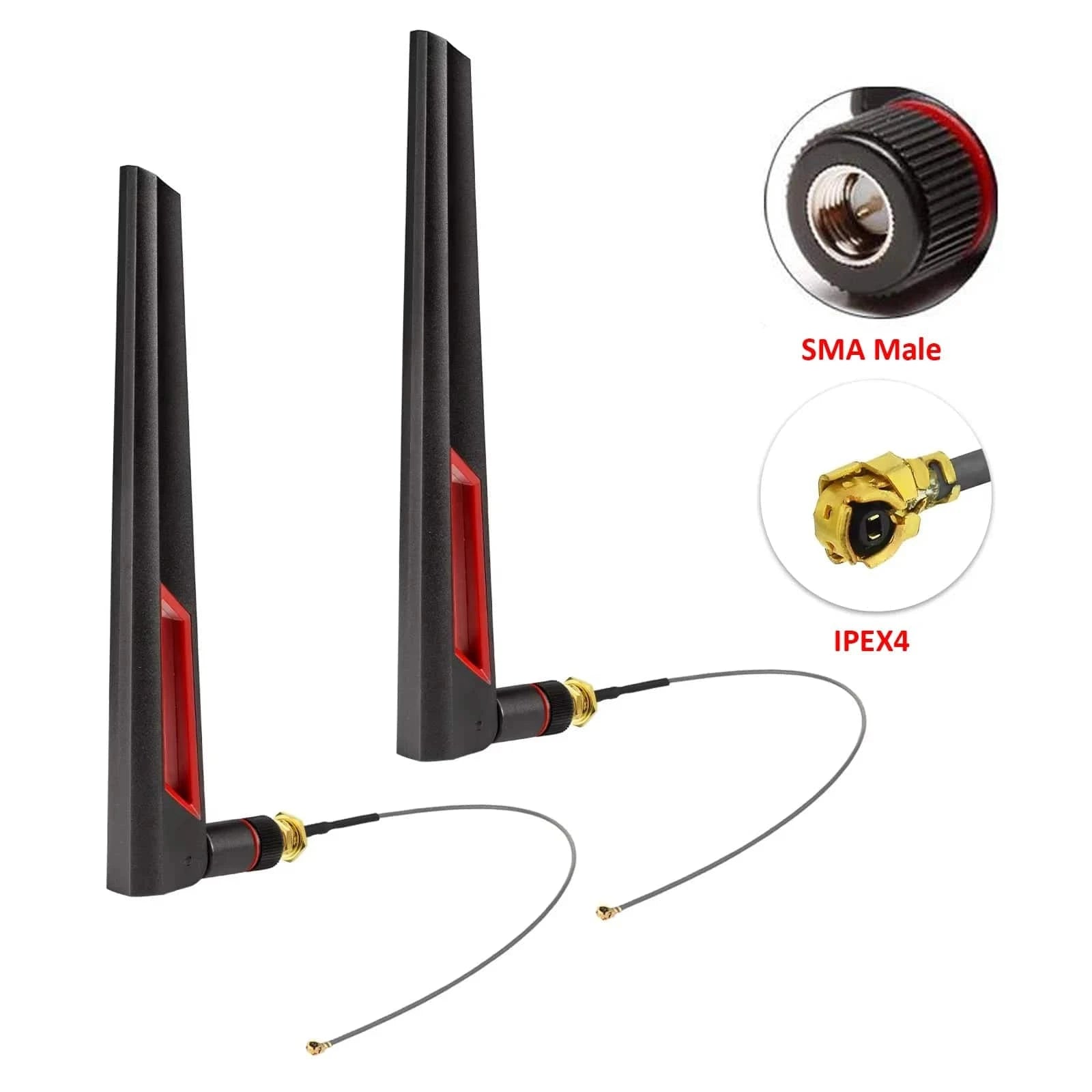 2pcs 12dBi Dual Band WIFI Antenna 2.4G 5.8G RP SMA Male Universal Aerial for ASUS AC68U AC88U Router Wireless Card Amplifier - Eleconic