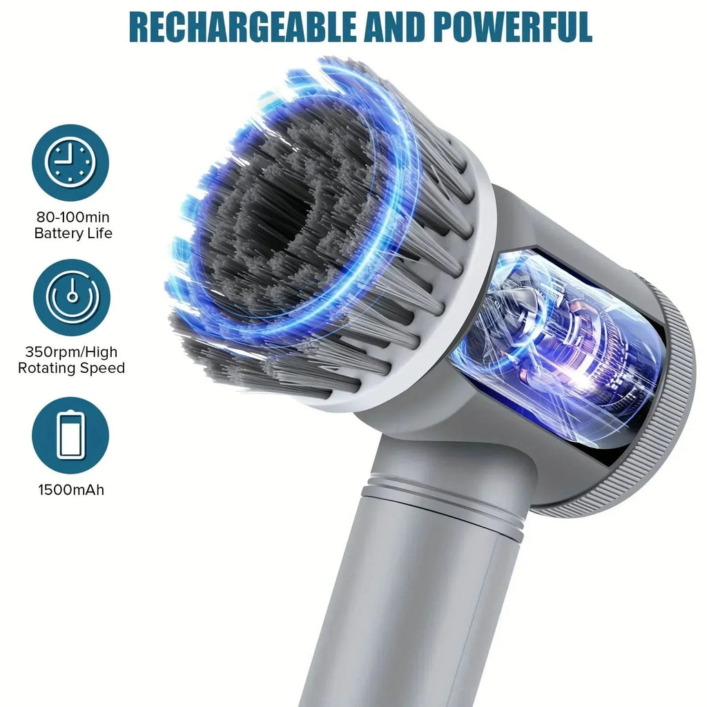 Cordless Electric Spin Scrubber with 6 Replaceable Brush Heads - Eleconic