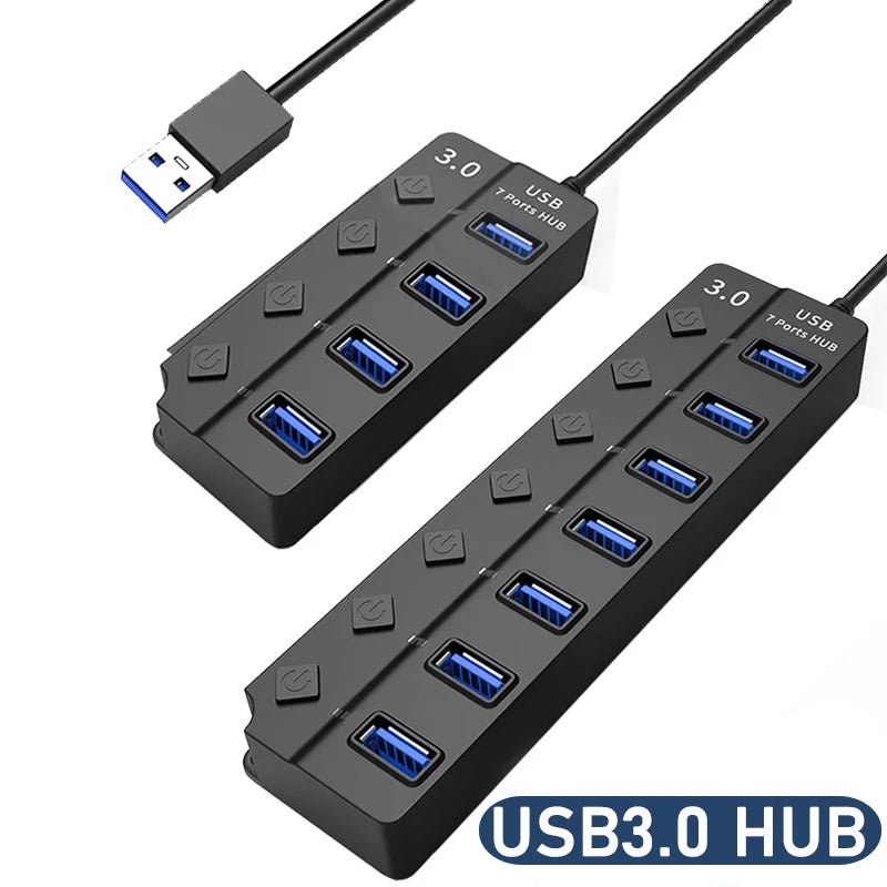 USB 3.0 Power Adapter 4/7 Port Multi USB Splitter Hub USB Hub 2.0 USB Multiple Expander Switch 30CM Cable Hub Docking Stations - Eleconic