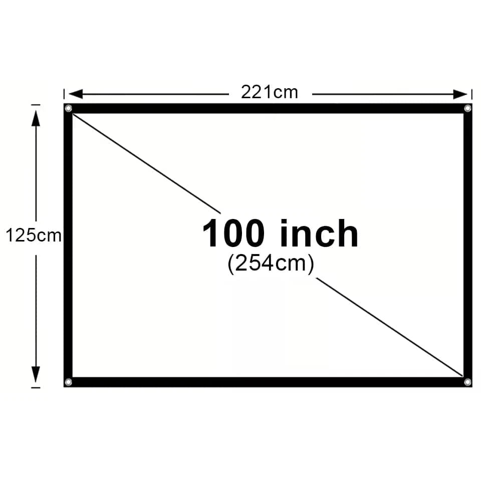 High Brightness Portable Projection Screen Anti - Light Projector Curtain Metal Reflective Cloth Fabric with Black Border& Eyelets - Eleconic