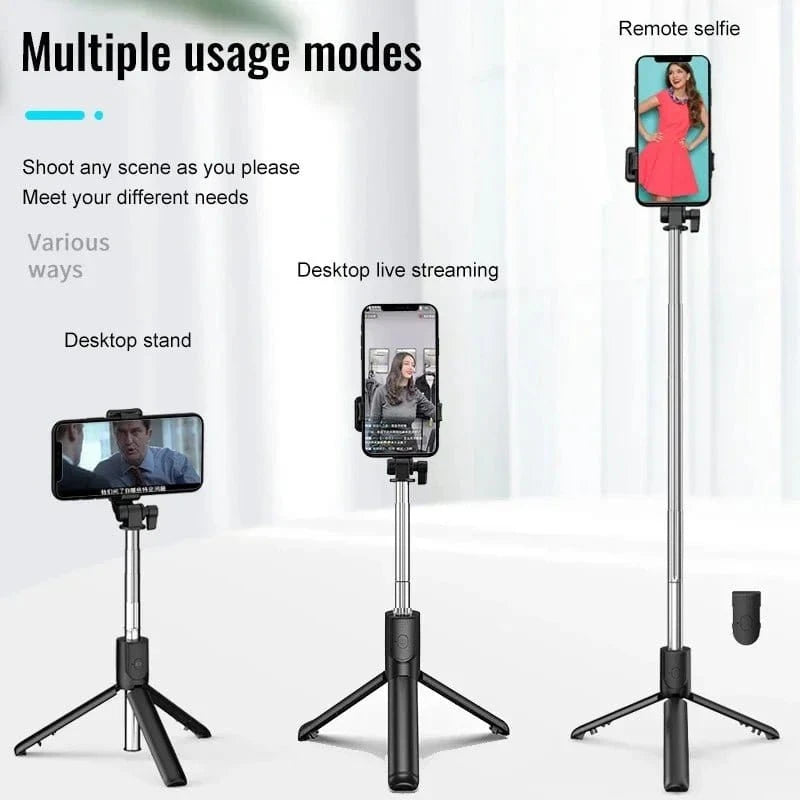 Handheld 360 Degree Flexible Sports Camera Mini Selfie Stick Tripod with Wireless Remote Mobile Phone Monopod Stand - Eleconic
